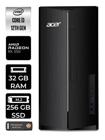 Acer Aspire DT.BHUEM.004 Harici Radeon RX 550 Intel Core i3 12100 32 GB Ram 256 GB SSD Tower FreeDos Masaüstü Bilgisayar + PER4 BELLEK