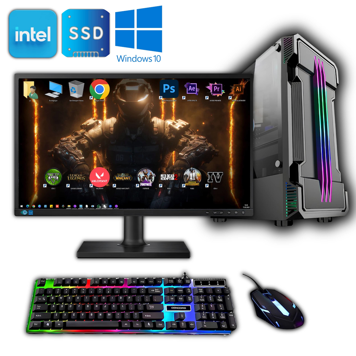Avantron GMX8549 Harici GeForce GT 730 Intel Core i5 12400F 8 GB Ram DDR4 256 GB SSD Tower FreeDos 23.8 inç Monitörlü Masaüstü Bilgisayar