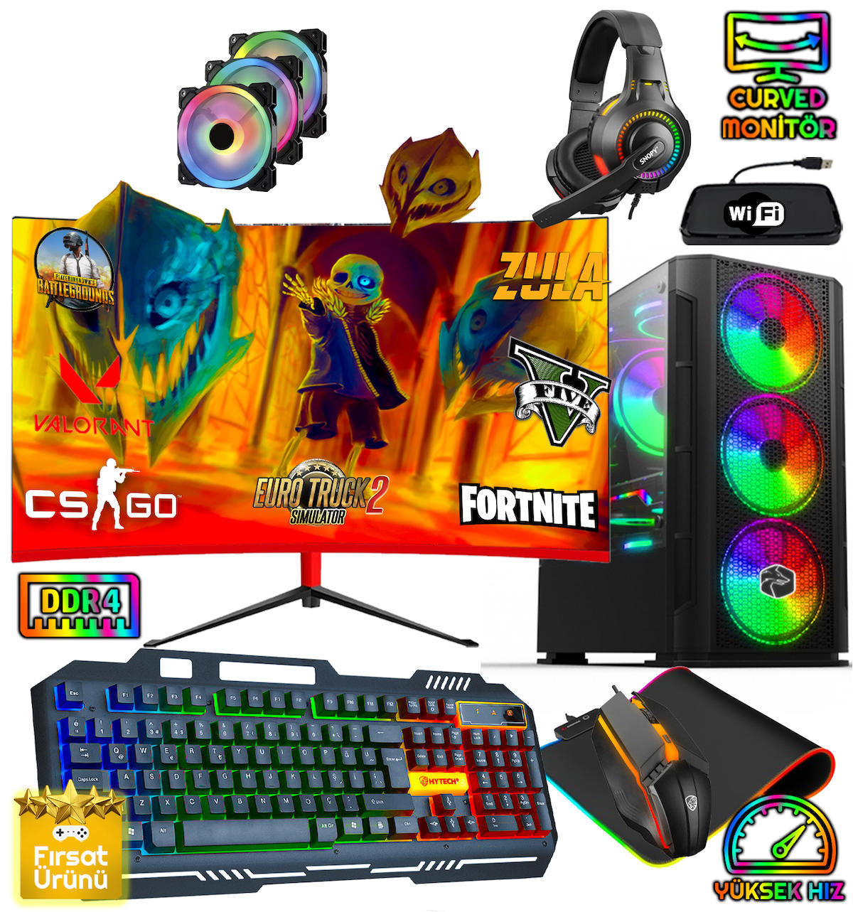 Biggamex DG70 Harici GeForce GTX 1660 Intel Core i5 10400F 32 GB Ram 256 GB SSD Tower FreeDos 23.8 inç Monitörlü Masaüstü Bilgisayar