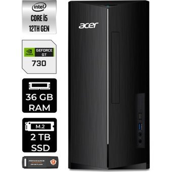 Acer Aspire TC1760 DTBHUEM005P334 Harici GeForce GT 730 4 GB Intel Core i5 12400 36 GB Ram 2 TB SSD Tower FreeDos Masaüstü Bilgisayar + PER4 BELLEK