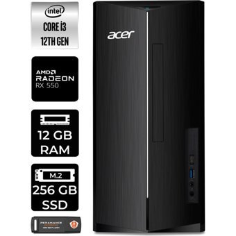 Acer Aspire TC1760 DTBHUEM004P356 Harici Radeon RX 550 Intel Core i3 12100 12 GB Ram 256 GB SSD Tower Windows 11 Home Masaüstü Bilgisayar + PER4 BELLEK