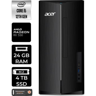Acer Aspire TC1760 DTBHUEM005P425 Harici Radeon RX 550 Intel Core i5 12400 24 GB Ram 4 TB SSD Tower Windows 11 Pro Masaüstü Bilgisayar + PER4 BELLEK