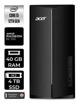 Acer Aspire DT.BHUEM.004 Harici Radeon RX 550 Intel Core i3 12100 40 GB Ram 4 TB SSD Tower Windows 11 Pro Masaüstü Bilgisayar + PER4 BELLEK