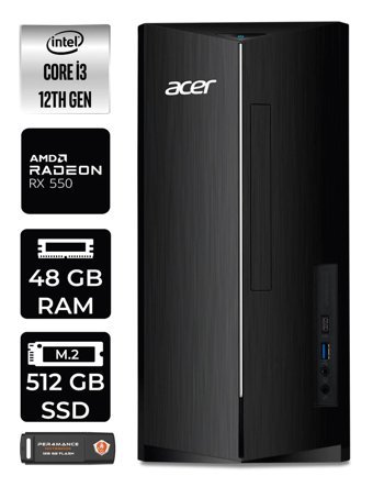 Acer Aspire DT.BHUEM.004 Harici Radeon RX 550 Intel Core i3 12100 48 GB Ram 512 GB SSD Tower FreeDos Masaüstü Bilgisayar + PER4 BELLEK