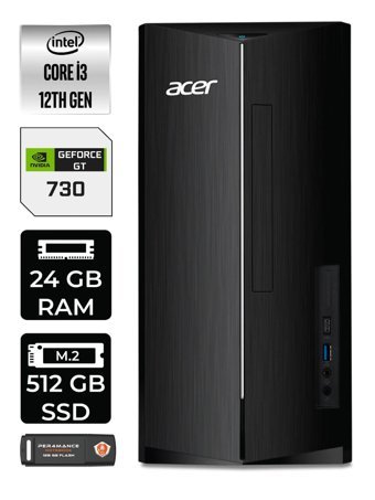 Acer Aspire DT.BHUEM.004 Harici GeForce GT 730 4 GB Intel Core i3 12100 24 GB Ram 512 GB SSD Tower Windows 11 Pro Masaüstü Bilgisayar + PER4 BELLEK
