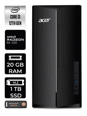 Acer Aspire DT.BHUEM.004 Harici Radeon RX 550 Intel Core i3 12100 20 GB Ram 1 TB SSD Tower FreeDos Masaüstü Bilgisayar + PER4 BELLEK