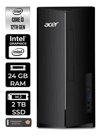 Acer Aspire TC1760 DT.BHUEM.004 Dahili Intel UHD Graphics Intel Core i3 12100 24 GB Ram 2 TB SSD Tower Windows 11 Home Masaüstü Bilgisayar + PER4 BELLEK