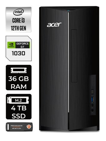 Acer Aspire DT.BHUEM.004 Harici GeForce GT 1030 Intel Core i3 12100 36 GB Ram 4 TB SSD Tower Windows 11 Home Masaüstü Bilgisayar + PER4 BELLEK