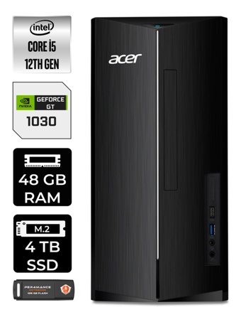Acer Aspire DT.BHUEM.005 Harici GeForce GT 1030 Intel Core i5 12400 48 GB Ram 4 TB SSD Tower Windows 11 Pro Masaüstü Bilgisayar + PER4 BELLEK