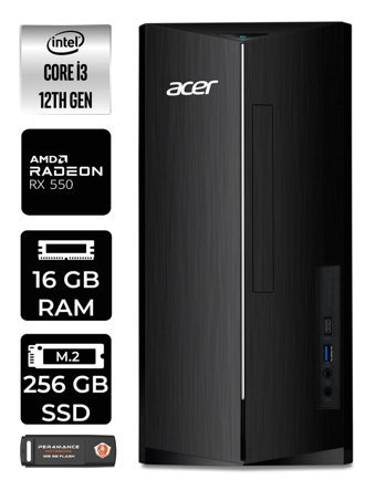 Acer Aspire DT.BHUEM.004 Harici Radeon RX 550 Intel Core i3 12100 16 GB Ram 256 GB SSD Tower Windows 11 Home Masaüstü Bilgisayar + PER4 BELLEK