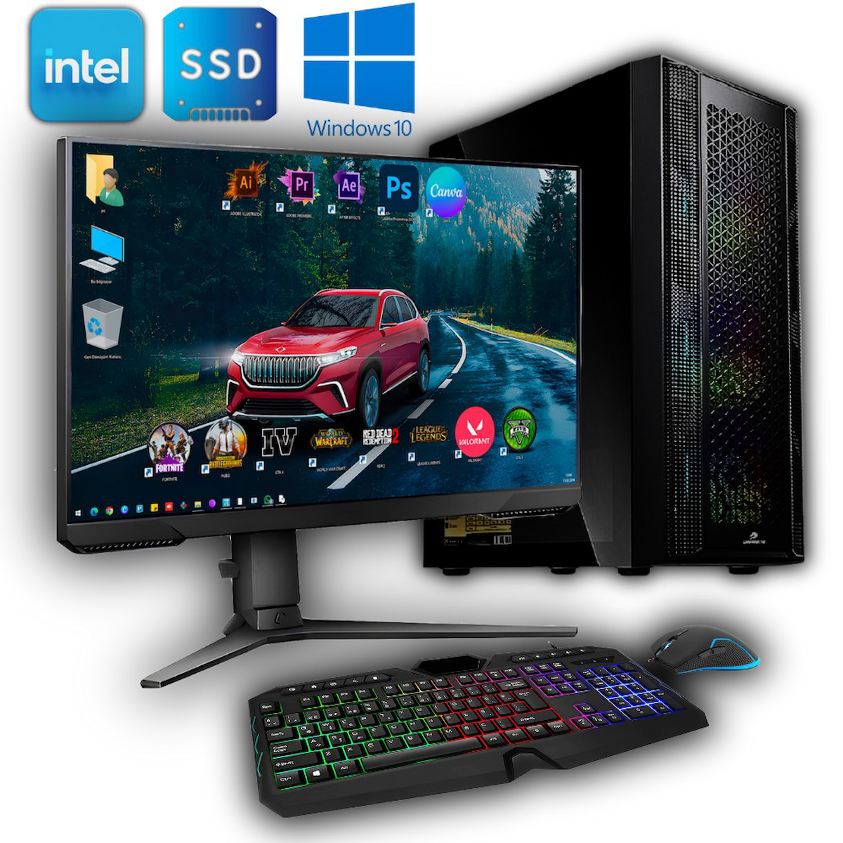 Avantron GMX1881 Harici GeForce RTX 3050 AMD Ryzen 5 5500 16 GB Ram DDR4 512 GB SSD Tower FreeDos 23.8 inç Monitörlü Masaüstü Bilgisayar
