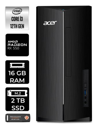 Acer Aspire DT.BHUEM.004 Harici Radeon RX 550 Intel Core i3 12100 16 GB Ram 2 TB SSD Tower Windows 11 Pro Masaüstü Bilgisayar + PER4 BELLEK