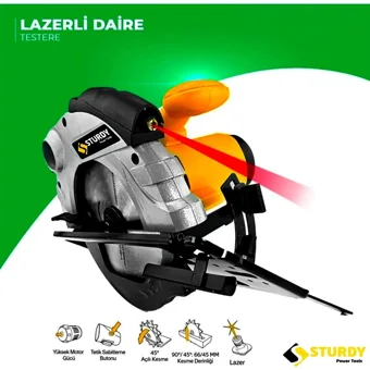 Sturdy Power Tools 4200 W 8200 devir/dk 185 mm Açılı Kesim Kablolu Elektrikli Daire Testere
