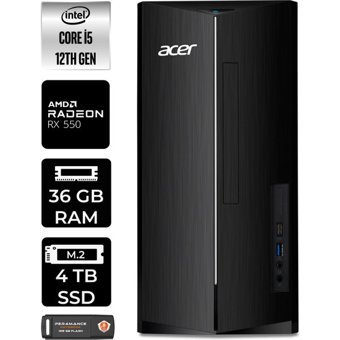 Acer Aspire TC1760 DTBHUEM005P335 Harici Radeon RX 550 Intel Core i5 12400 36 GB Ram 4 TB SSD Tower FreeDos Masaüstü Bilgisayar + PER4 BELLEK