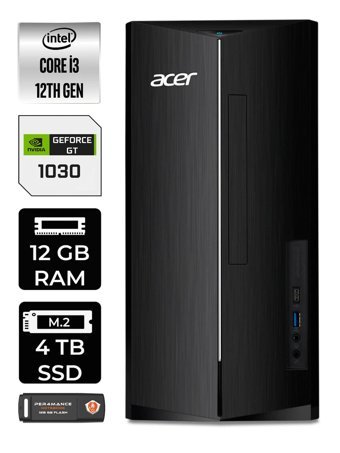 Acer Aspire DT.BHUEM.004 Harici GeForce GT 1030 Intel Core i3 12100 12 GB Ram 4 TB SSD Tower FreeDos Masaüstü Bilgisayar + PER4 BELLEK