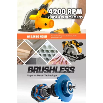 Assur Profesional 36 V 4200 devir/dk 185 mm Kablosuz Akülü Şarjlı Daire Testere