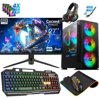 Biggamex BGX33 Harici GeForce RTX 3050 AMD Ryzen 5 3600 32 GB Ram 512 GB + 3 TB SSD Tower FreeDos 27 inç Monitörlü Masaüstü Bilgisayar