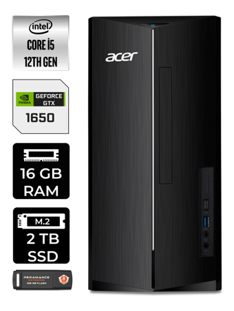 Acer Aspire DT.BHUEM.005 Harici GeForce GTX 1650 Intel Core i5 12400 16 GB Ram 2 TB SSD Tower FreeDos Masaüstü Bilgisayar + PER4 BELLEK