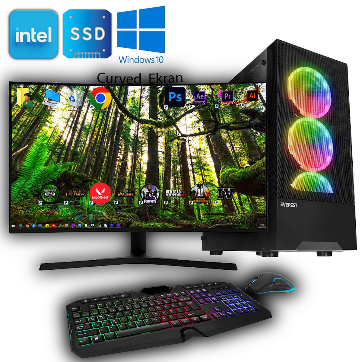 Avantron GMX7842 Harici Radeon RX 580 Intel Core i5 10400F 16 GB Ram DDR4 256 GB SSD Tower FreeDos 31.5 inç Monitörlü Masaüstü Bilgisayar