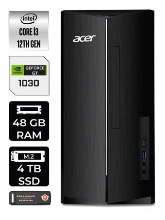 Acer Aspire DT.BHUEM.004 Harici GeForce GT 1030 Intel Core i3 12100 48 GB Ram 4 TB SSD Tower FreeDos Masaüstü Bilgisayar + PER4 BELLEK