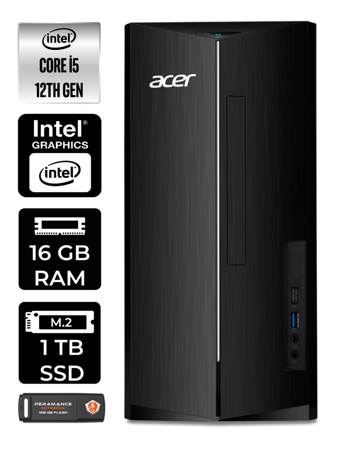 Acer Aspire TC1760 DT.BHUEM.005 Dahili Intel UHD Graphics Intel Core i5 12400 16 GB Ram 1 TB SSD Tower Windows 11 Home Masaüstü Bilgisayar + PER4 BELLEK