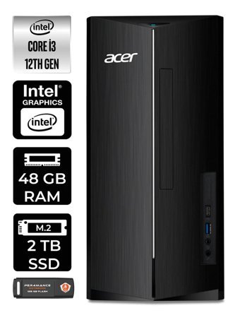 Acer Aspire TC1760 DT.BHUEM.004 Dahili Intel UHD Graphics Intel Core i3 12100 48 GB Ram 2 TB SSD Tower FreeDos Masaüstü Bilgisayar + PER4 BELLEK