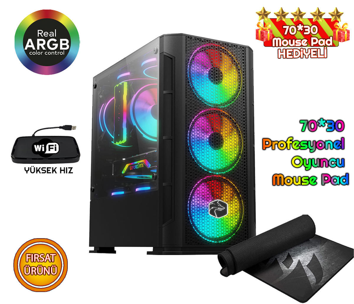 Biggamex DG39 Harici GeForce GTX 1050 Ti Intel Core i5 10400F 16 GB Ram DDR4 512 GB SSD Tower FreeDos Masaüstü Bilgisayar