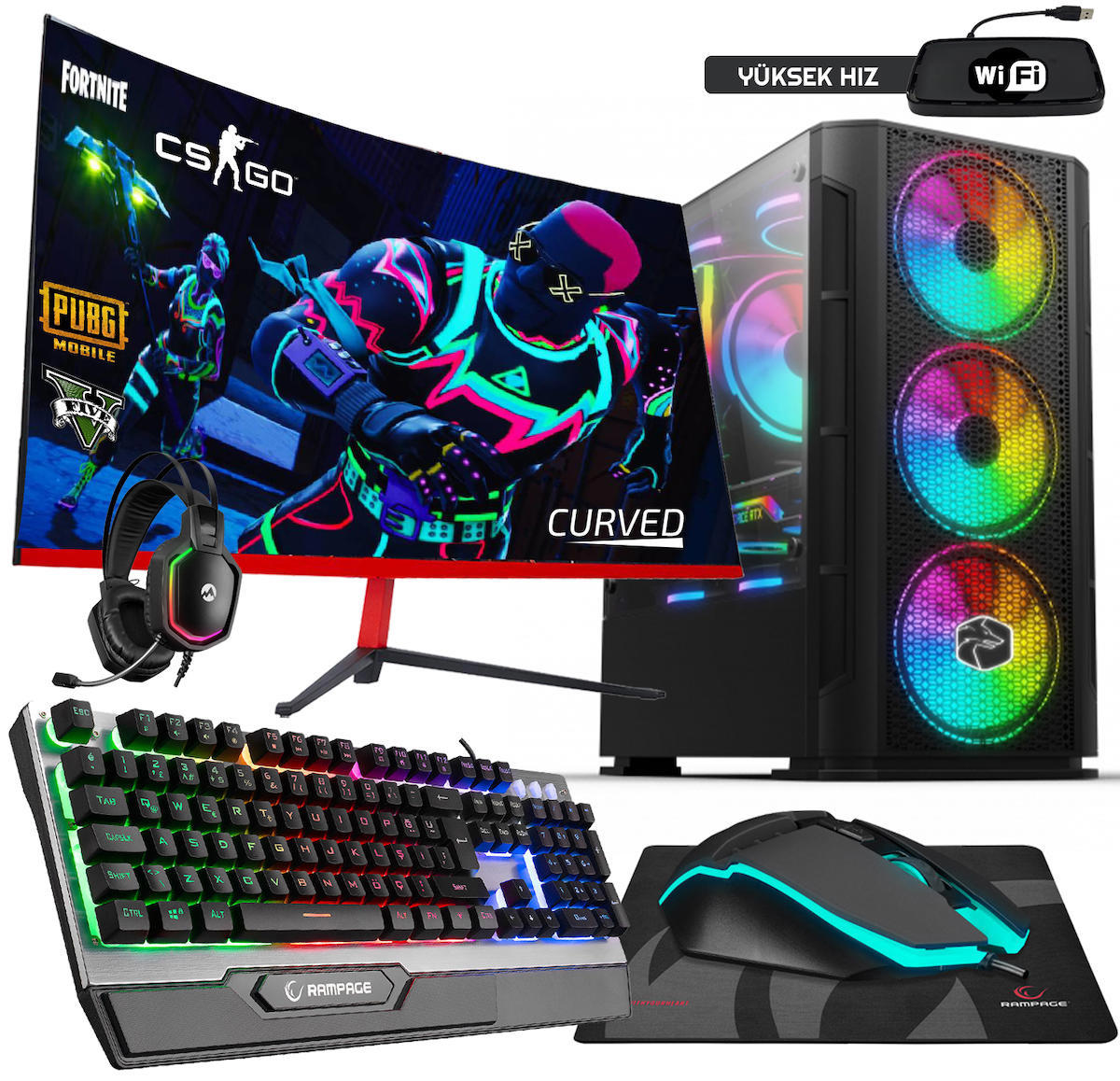 Biggamex DG51 Harici GeForce GTX 1050 Ti Intel Core i5 10400F 16 GB Ram DDR4 1 TB SSD Tower FreeDos Masaüstü Bilgisayar