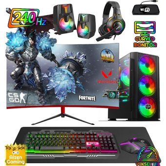 Biggamex BTX04 Harici GeForce RTX 3050 AMD Ryzen 5 3600 32 GB Ram 1 TB SSD Tower FreeDos 27 inç Monitörlü Masaüstü Bilgisayar