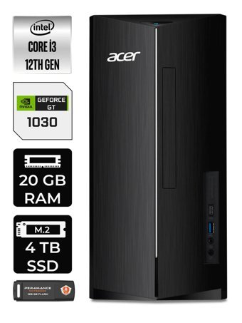 Acer Aspire DT.BHUEM.004 Harici GeForce GT 1030 Intel Core i3 12100 20 GB Ram 4 TB SSD Tower FreeDos Masaüstü Bilgisayar + PER4 BELLEK