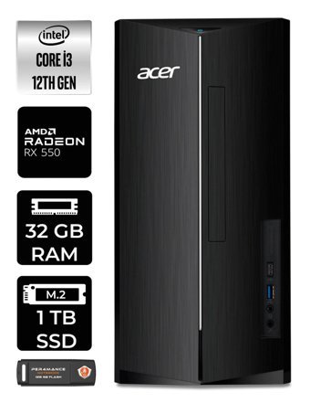 Acer Aspire DT.BHUEM.004 Harici Radeon RX 550 Intel Core i3 12100 32 GB Ram 1 TB SSD Tower FreeDos Masaüstü Bilgisayar + PER4 BELLEK