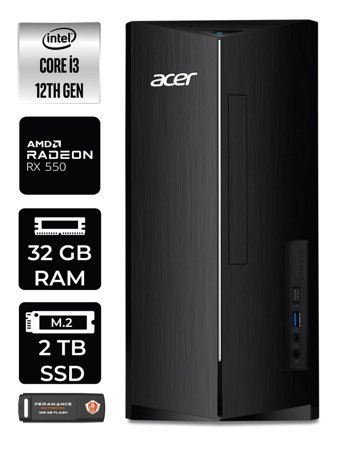 Acer Aspire DT.BHUEM.004 Harici Radeon RX 550 Intel Core i3 12100 32 GB Ram 2 TB SSD Tower Windows 11 Pro Masaüstü Bilgisayar + PER4 BELLEK