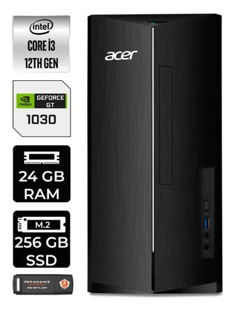 Acer Aspire DT.BHUEM.004 Harici GeForce GT 1030 Intel Core i3 12100 24 GB Ram 256 GB SSD Tower FreeDos Masaüstü Bilgisayar + PER4 BELLEK