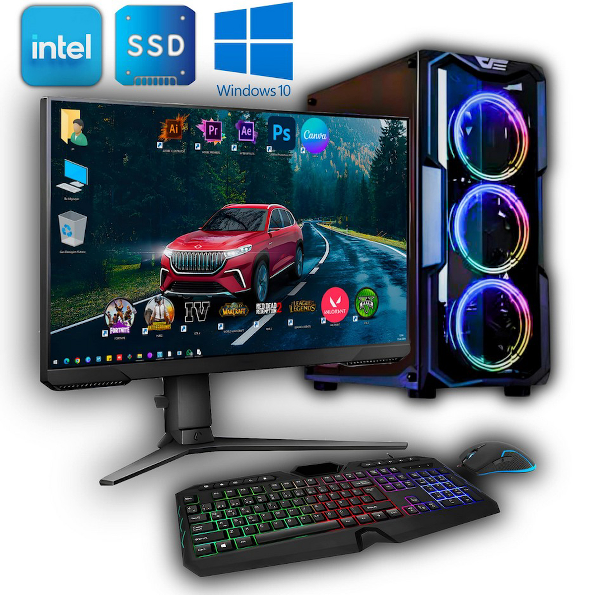 Avantron GMX9575 Harici GeForce RTX 3060 Intel Core i9 11900K 16 GB Ram DDR4 512 GB SSD Tower FreeDos 23.6 inç Monitörlü Masaüstü Bilgisayar