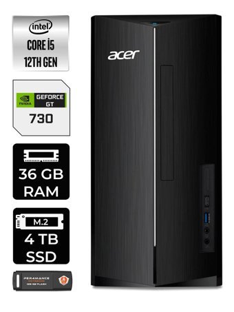 Acer Aspire DT.BHUEM.005 Harici GeForce GT 730 4 GB Intel Core i5 12400 36 GB Ram 4 TB SSD Tower FreeDos Masaüstü Bilgisayar + PER4 BELLEK