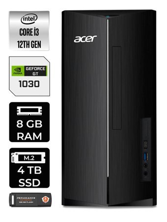 Acer Aspire DT.BHUEM.004 Harici GeForce GT 1030 Intel Core i3 12100 8 GB Ram 4 TB SSD Tower Windows 11 Home Masaüstü Bilgisayar + PER4 BELLEK