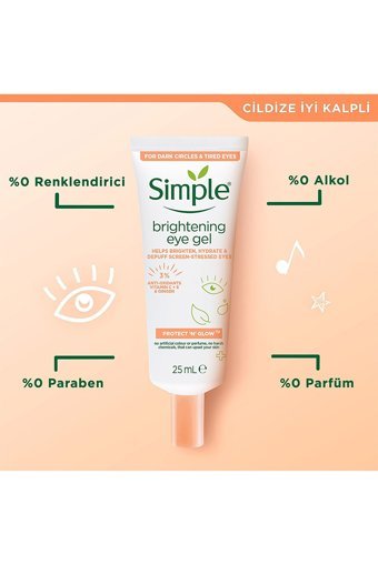 Simple Protect 'N' Glow Vegan Tüm Ciltler için Evet Göz Altı Krem Tüp 2x25 ml