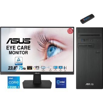 Asus Expert Center D1S500TE-5135000020W08 Dahili Intel UHD Graphics Intel Core i5 13500 16 GB Ram 1 TB SSD Tower FreeDos 23.8 inç Monitörlü Masaüstü Bilgisayar + Zetta Flash Bellek