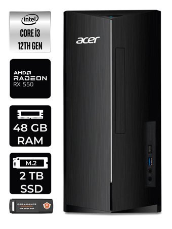 Acer Aspire DT.BHUEM.004 Harici Radeon RX 550 Intel Core i3 12100 48 GB Ram 2 TB SSD Tower FreeDos Masaüstü Bilgisayar + PER4 BELLEK