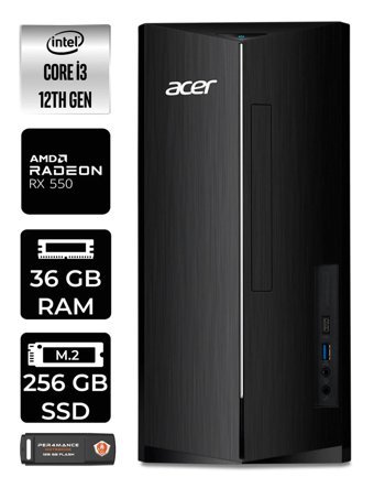 Acer Aspire DT.BHUEM.004 Harici Radeon RX 550 Intel Core i3 12100 36 GB Ram 256 GB SSD Tower FreeDos Masaüstü Bilgisayar + PER4 BELLEK