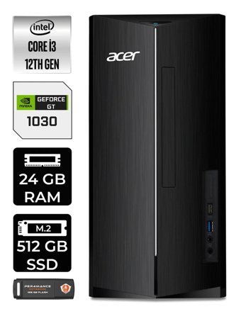 Acer Aspire DT.BHUEM.004 Harici GeForce GT 1030 Intel Core i3 12100 24 GB Ram 512 GB SSD Tower Windows 11 Home Masaüstü Bilgisayar + PER4 BELLEK