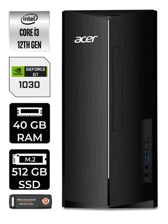 Acer Aspire DT.BHUEM.004 Harici GeForce GT 1030 Intel Core i3 12100 40 GB Ram 512 GB SSD Tower Windows 11 Pro Masaüstü Bilgisayar + PER4 BELLEK