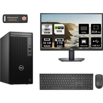 Dell OptiPlex 3000MT N010O3000MTACMNT3329 Harici GeForce GT 1030 Intel Core i5 12500 32 GB Ram 2 TB SSD Tower FreeDos 23.8 inç Monitörlü Masaüstü Bilgisayar + PER4 BELLEK