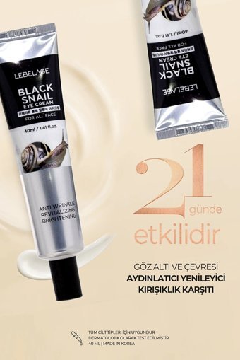 Lebelage Saf Salyangoz Mukus Tüm Ciltler için Göz Çevresi Krem Kavanoz 70 ml