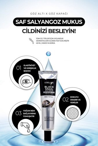 Lebelage Saf Salyangoz Mukus Tüm Ciltler için Göz Çevresi Krem Kavanoz 70 ml