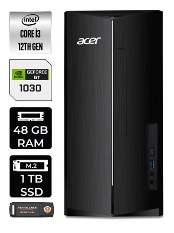 Acer Aspire DT.BHUEM.004 Harici GeForce GT 1030 Intel Core i3 12100 48 GB Ram 1 TB SSD Tower FreeDos Masaüstü Bilgisayar + PER4 BELLEK