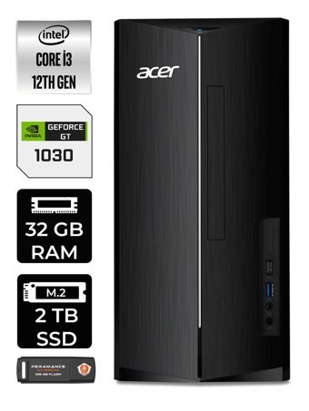 Acer Aspire DT.BHUEM.004 Harici GeForce GT 1030 Intel Core i3 12100 32 GB Ram 2 TB SSD Tower FreeDos Masaüstü Bilgisayar + PER4 BELLEK