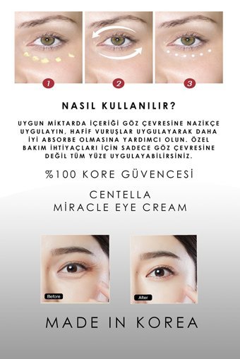 Branig Centella Miracle Hassas Ciltler için Göz Çevresi Krem Tüp 40 ml