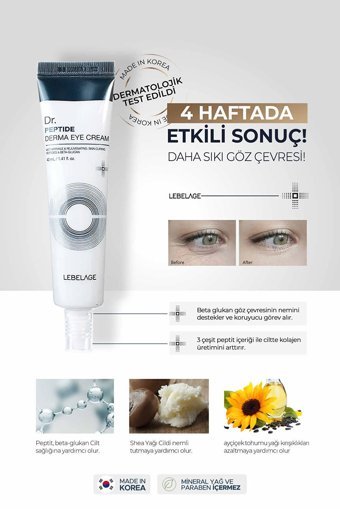 Lebelage Dr. Peptide Derma Tüm Ciltler için Göz Çevresi Krem Tüp 40 ml
