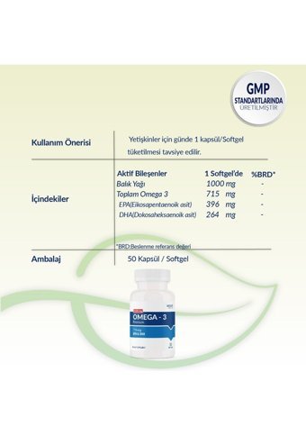 Smartcaps Premium Omega 3 Kapsül 715 mg 50 Adet